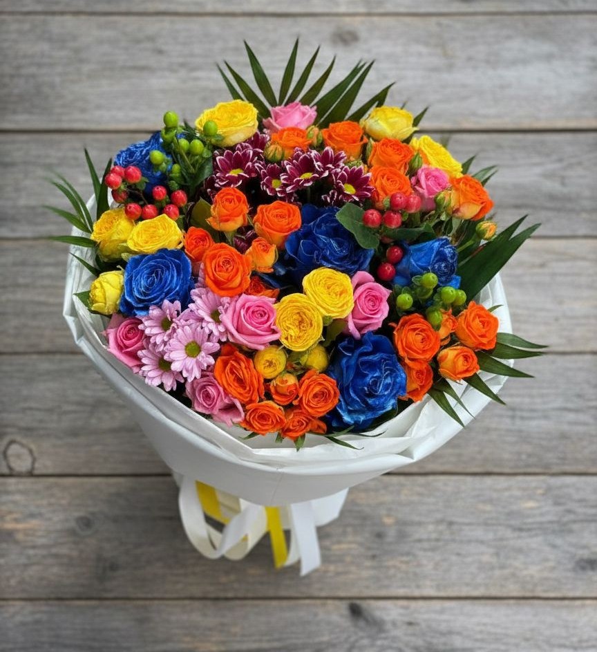 Букет цветов из: Розы и Хризантемы в Непецино