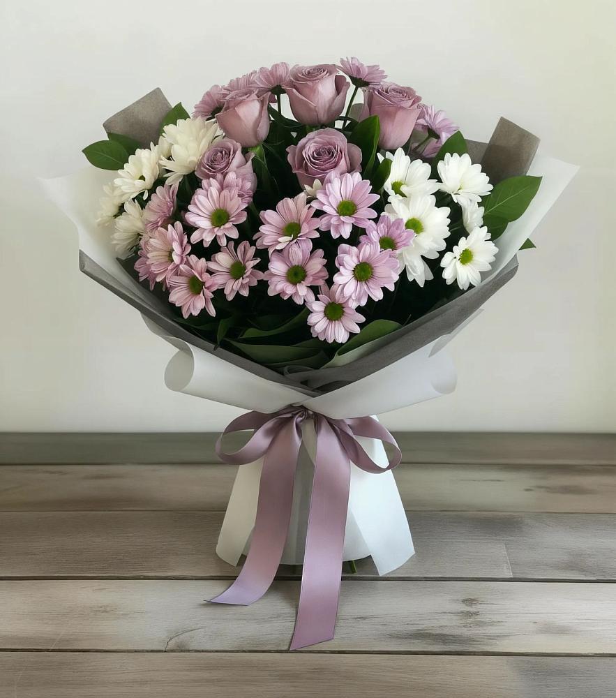 Букет цветов из: Хризантемы и Розы в Непецино