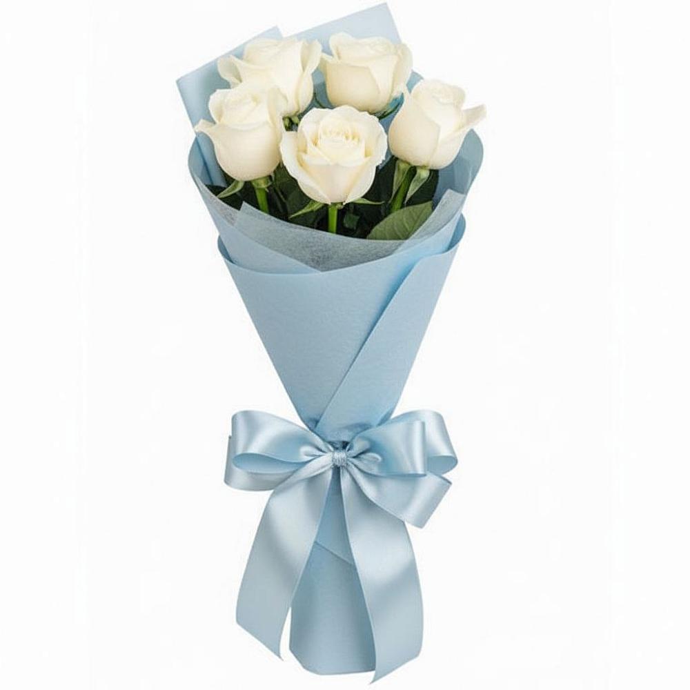 Букет 5 Белых роз Проуд в Непецино