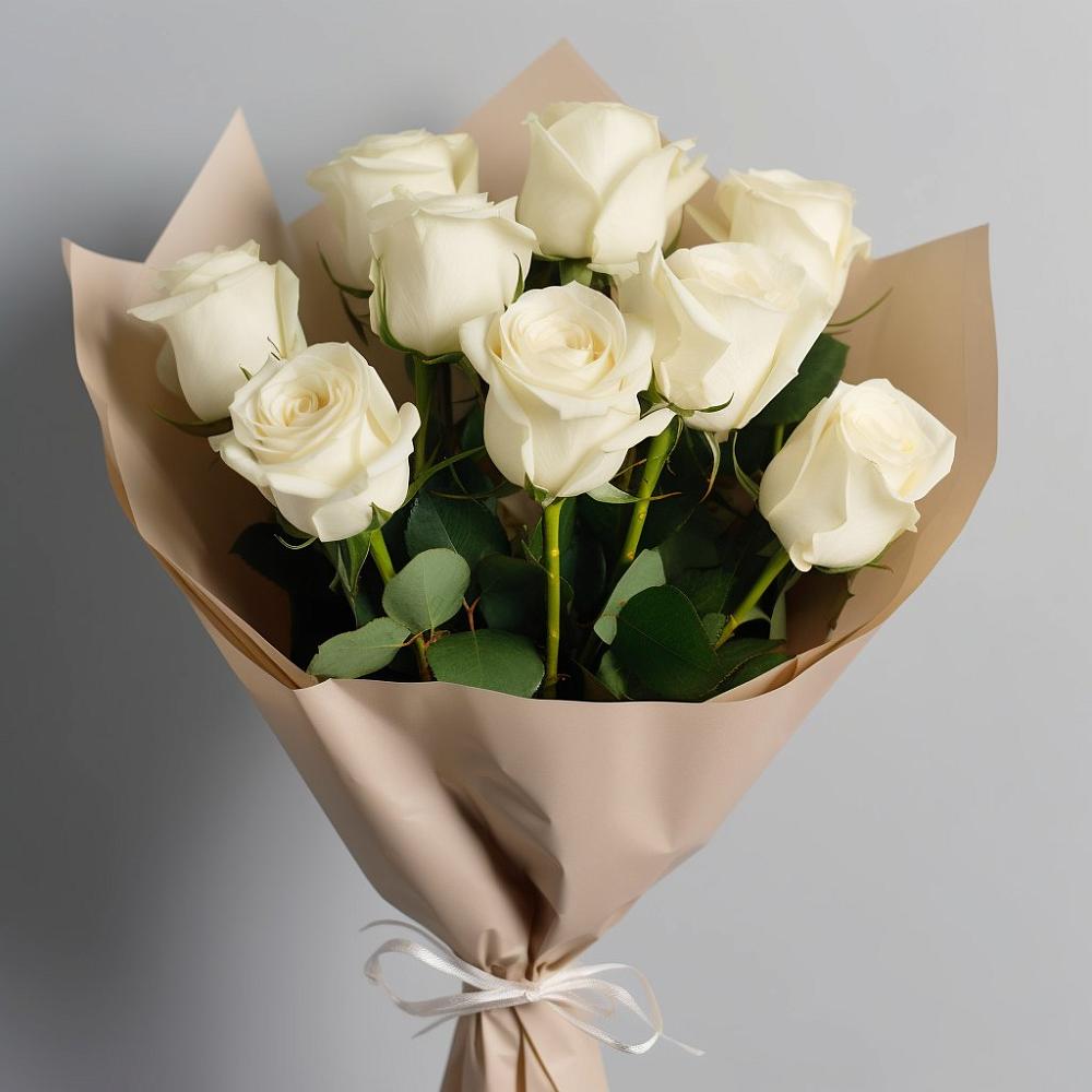 Букет 9 Белых роз Эдлесс Лав в Непецино