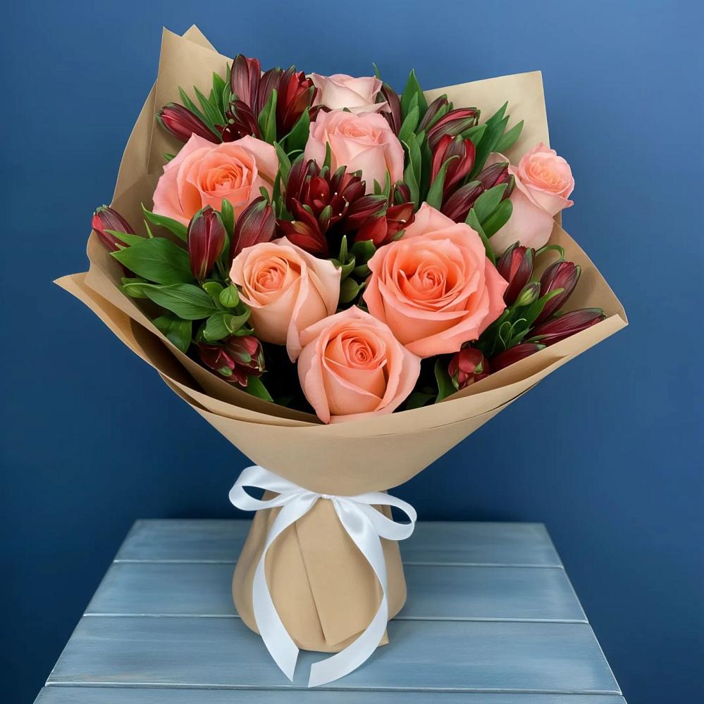 Букет цветов из: Розы и Альстромерии в Непецино