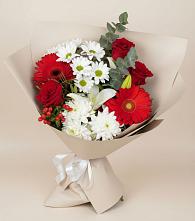 Букет цветов из:  Розы, Хризантемы, Герберы и Лилии в Непецино