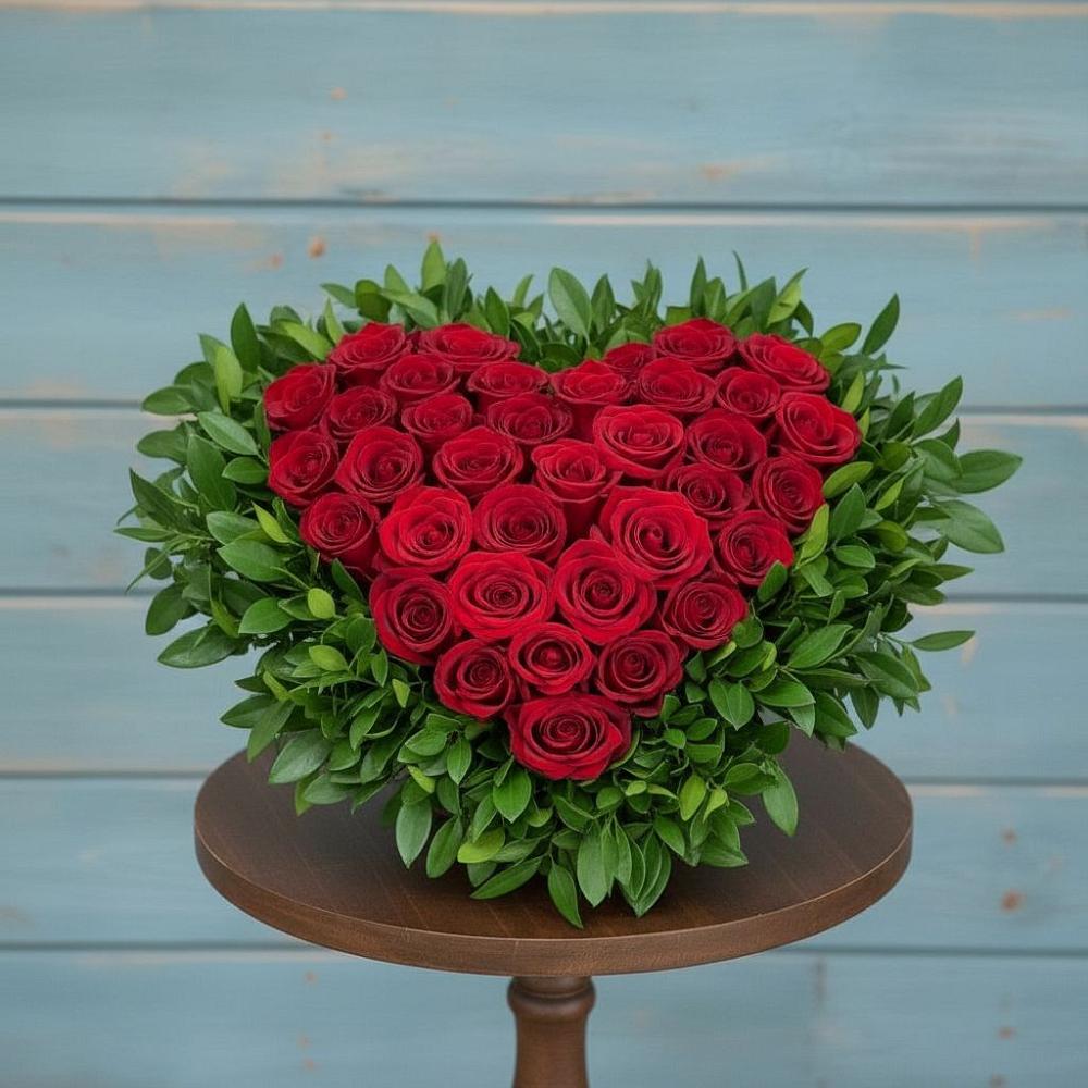 Цветочная композиция из Розы в виде сердца в Непецино