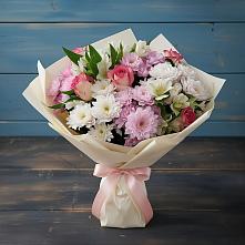 Букет цветов из:  Хризантемы, Альстромерии и Розы #REPLACE_PRED# Непецино