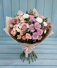 Букет цветов из:  Хризантемы, Розы и Альстромерии #REPLACE_PRED# Непецино