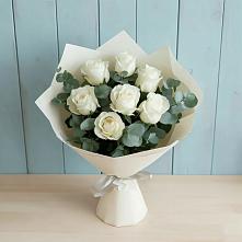 Букет Белые розы в Эвкалипте #REPLACE_PRED# Непецино